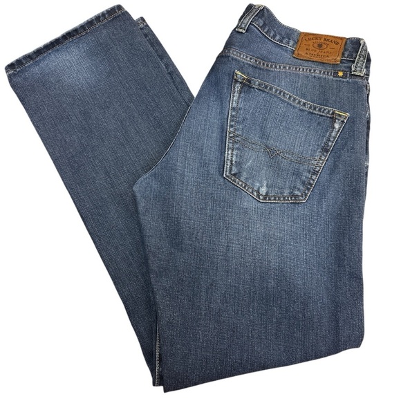 Lucky Brand 221 Original Straight Leg Mid-Wash Five Picket Jeans 33 x 32 - Picture 1 of 7